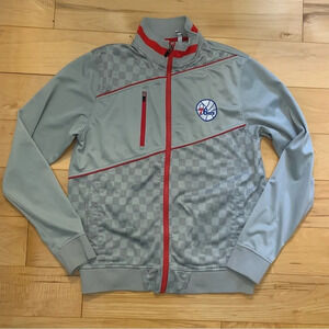 Philadelphia 76ers Zip-Up Jacket Zipway Unisex Medium Gray Red NBA Basketball